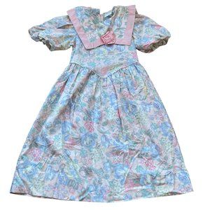 VTG Dress Easter Sunday Pastel Sailor Collar Cottagecore Fairy Kei Kawaii Sz 10